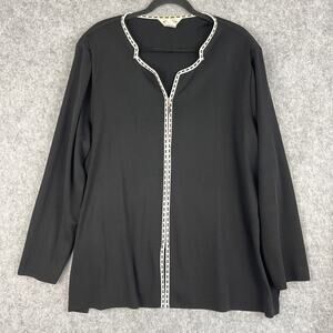 Exclusively Misook Cardigan Blazer Jacket Womens 2X Black Zip Front Classic